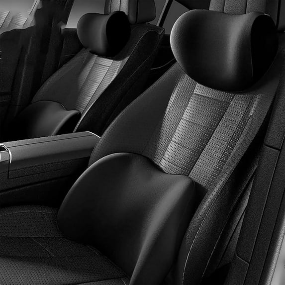 Car Headrest & Lumbar Support Cushion, Ergonomic Car Seat Headrest Neck Rest Cushion Lumbar Support Pillow Memory Foam & Breathable Removable Cover
