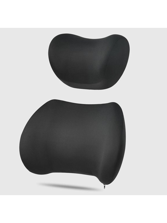 Car Headrest & Lumbar Support Cushion Kit, Ergonomic Driving Fatigue Relief Seat Memory Foam Neck Back Rest Pillows