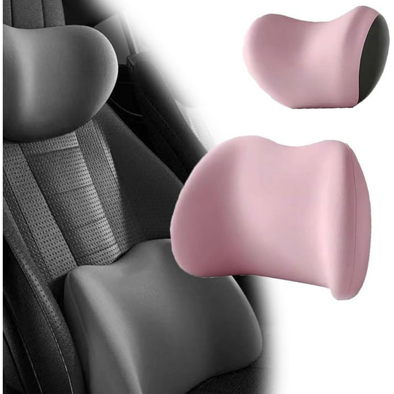 Car Headrest & Lumbar Support Cushionimage, Car Seat Back Cushion for Driving Seat, Back Support for Car Seat Driver, Comfort Neck Pillow for Truck Drive Office Chair, Cushion Memory Foam(Pink)