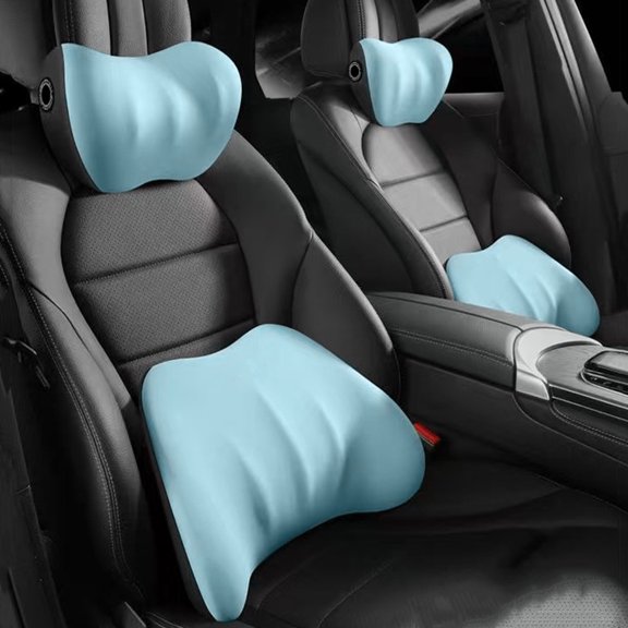 Car Headrest Lumbar Support Pillow Set, Ergonomic Driving Neck Waist Cushion, Fatigue Relief Posture Corrector, Adjustable Soft Support Pillow for Car Driver Seat Travel Rest Protection