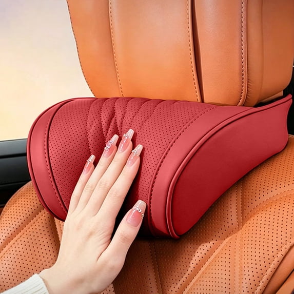 Car Headrest Neck Pillow, Ergonomic Cushion with Adjustable Straps Automotive Neck Support, Breathable Cloth Headrest Pillow for Cars, SUVs, Trucks, Office Chairs, 10.63 x 6.30 in, Red, 1 Pack