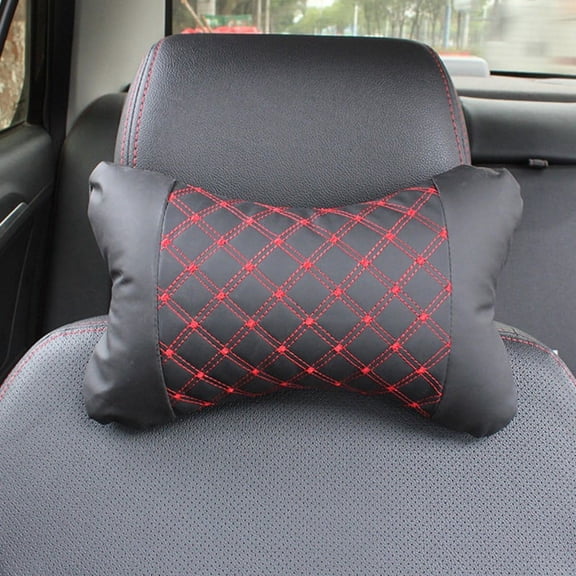 Car Headrest Neck Support Cushion PU Leather Pillow Four Seasons Universal Comfort Driving Accessory