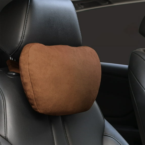 Car Headrest Pillow 27x18x8cm Velvet Memory Foam Ergonomic Neck Lumbar Support Soft Breathable Elastic Strap Universal for Auto Office Home Travel