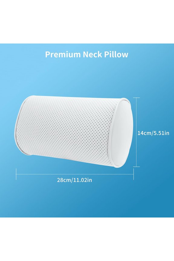 Car Headrest Pillow for Driving - Luxury Leather Memory Foam, Ergonomic Neck Support - Universal Fit Head Rest Travel Pillow for Most Cars, Home & Office, White, 2 Pack