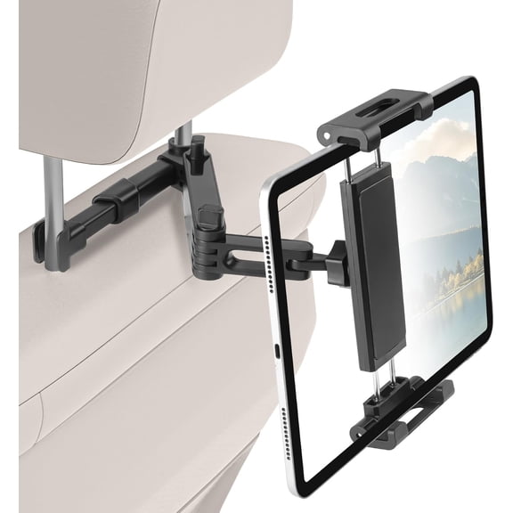 Car Headrest Tablet Holder - 3 in 1 Adjustable Extension Arm with Foldable Clip,Tablet Mount for Car Backseat, Car Accessories for Kids, for iPad Pro, Air, Mini, Galaxy Tab,4.7-12.9" Tablets
