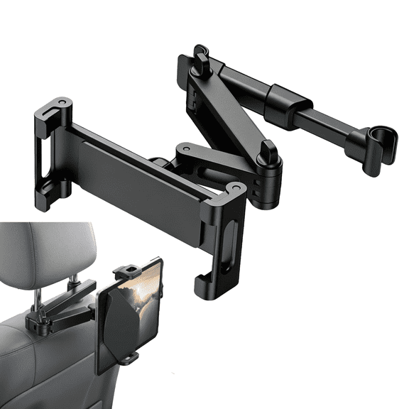 Car Headrest Tablet Holder  [3 in 1 Extension Arm] Adjustable Tablet Car Mount for Back Seat, Perfect Road Trip Essentials for Passengers, Compatible with 4.7-11" Devices