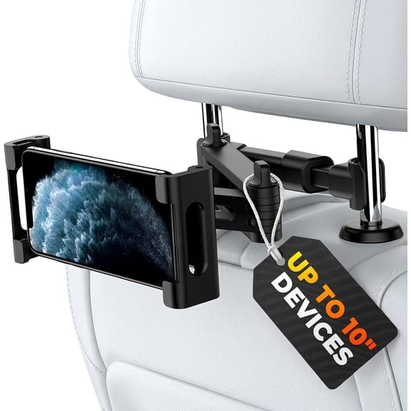 Car Headrest Tablet Holder for 5.5"-11" Devices - Tablet Headrest Mount with 360 Rotation & Charging Port Access - Quick Install & Adjustable Car Tablet Holder ompatible with Smartphones andTablets
