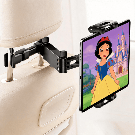 Car Headrest Tablet Holder, Adjustable Telescoping Backseat Phone Mount, 180 Rotation Car Stand for 4.7-13" iPad, Tablets, Phones, Road Trip Essentials for Kids