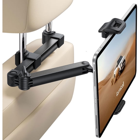Car Headrest Tablet Holder - [Foldable Clip] [Lockable] Tablet Mount for Car Backseat, Car Accessories for Kids, for iPad Pro, Air, Mini, Galaxy Tab, Fire HD, 5.4-13" Tablets