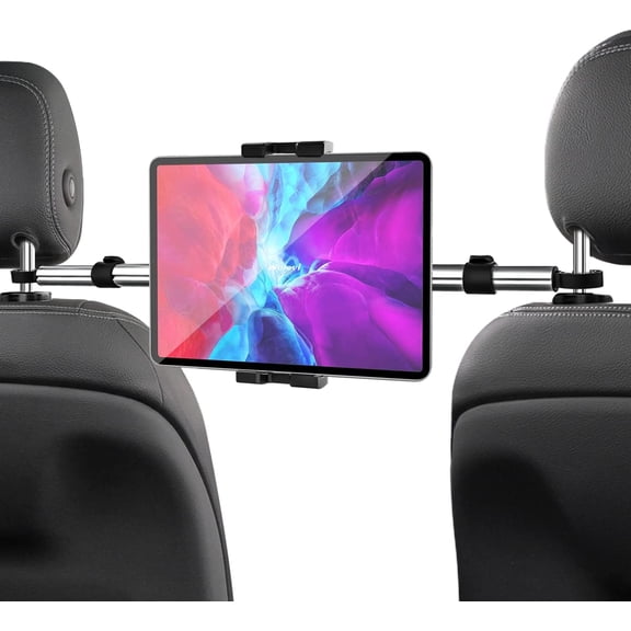 Car Headrest Tablet Holder Mount - [Anti Shake & Stretchable] Tablet Holder Back Seat for Car Between Kids Stand, for iPad Pro Air Mini, Galaxy Tab, Kindle Fire, Switch, iPhone, 4.7-13" Devices