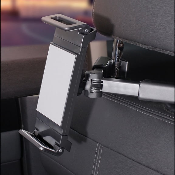 Car Headrest Tablet Holder Mount for Backseat - Adjustable 360° Rotation Phone Stand for 5.1-15.6 Inch Devices, Foldable Rear Seat Entertainment for Travel Black