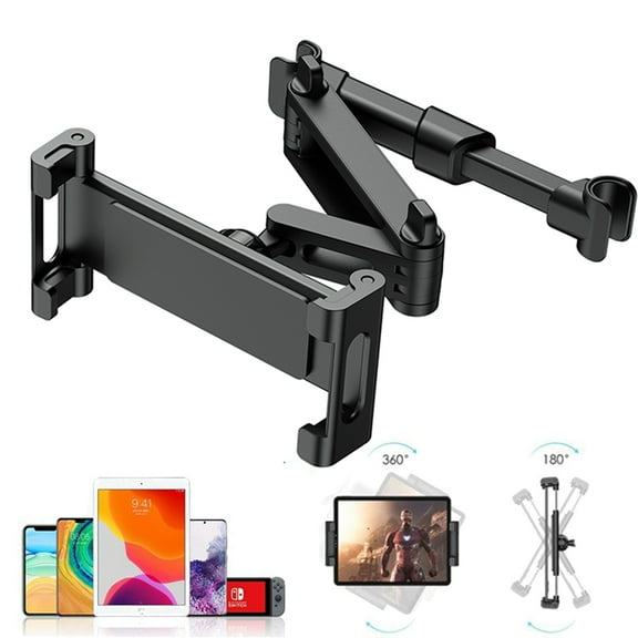 Car Headrest Tablet Stand, Car Headrest Back Seat Tablet Holder, Phone Mount, 360 Rotation Adjustable and Foldable, Compitible with 5.5~10.2" Tablet iPad Cell Phone
