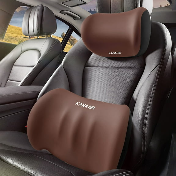 Car Headrest and Lumbar Support Pillow, Cotton Neck and Back Cushion, Ergonomic Driving Comfort, Universal Fit for Car Seats and Office Chairs