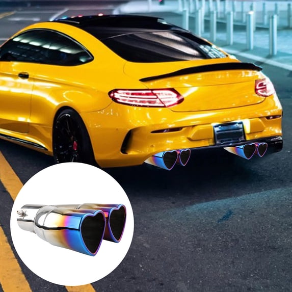 Car Heart Shaped Dual Exhaust Tip Stainless Steel Double Pipe for Enhanced Performance and Stylish Tail Upgrade