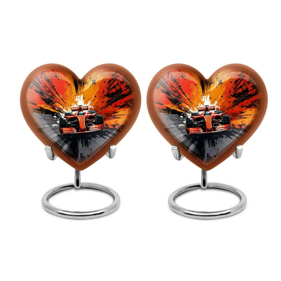 Car Heart Shaped Urn With Stand, White Urn, Heart Cremation Urn, Ash Urns For Humans, Decorative Urns, Adult Urn, Urn For Ashes Adult Male Dad, Small Urn For Ashes Keepsake, 3inch, Set Of 2