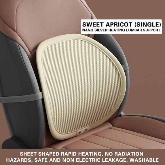 Car Heated Lumbar Cushion, USB Heating Back Support Pillow for Winter Comfort and Pain Relief, Warm Neck and Waist Support for Cars Home Office, Soft Corduroy Hot Compress Seat Cushion