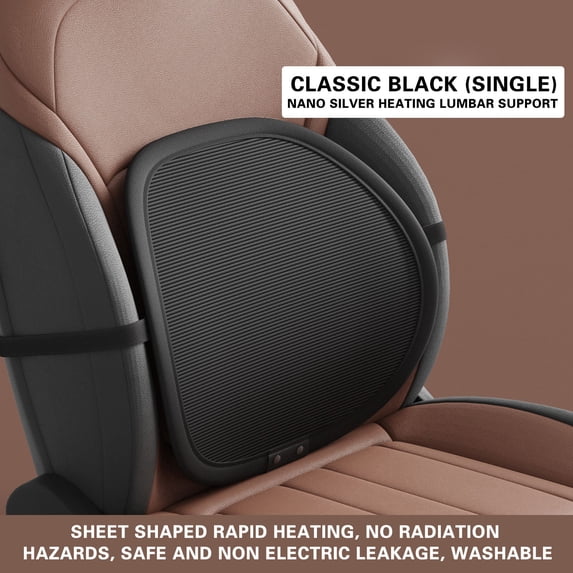 Car Heated Lumbar Cushion, USB Heating Back Support Pillow for Winter Comfort and Pain Relief, Warm Neck and Waist Support for Cars Home Office, Soft Corduroy Hot Compress Seat Cushion