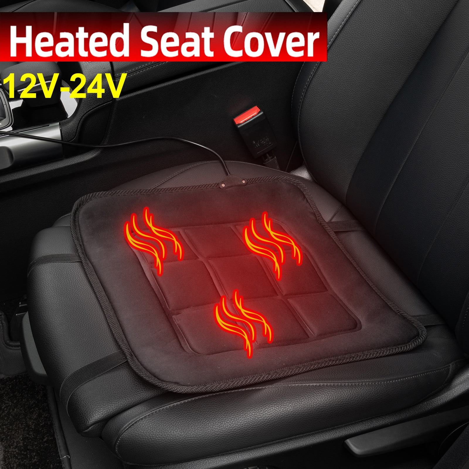 Car Heated Seat Cover Cushion Warmer Driver Passenger Front Heating