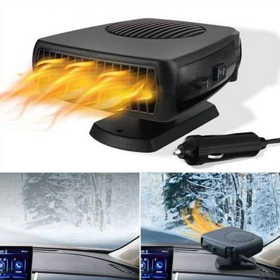 Car Heater,12V 200W Portable Windshield Defroster with Heating/Cooling Fan and Plug in Cigarette Lighter Fast Heating Defrost Defogger with Ergonomic Handheld Design for All Kinds of Cars (Black)