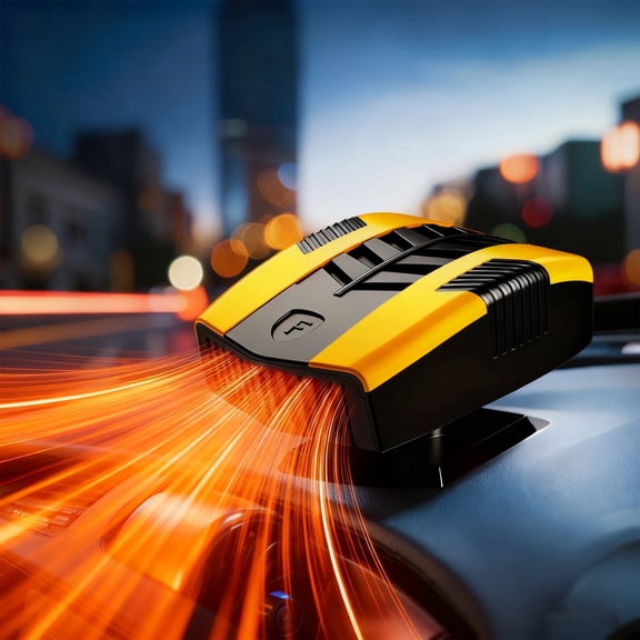 Car Heater, 150W 12V Auto Heater Defroster that Plugs into Cigarette Lighter, Portable 360-Degree Rotating Electric Defroster, 2-in-1 Fast Heating & Cooling Modes for Auto RV Car Truck, Etc (Yellow)