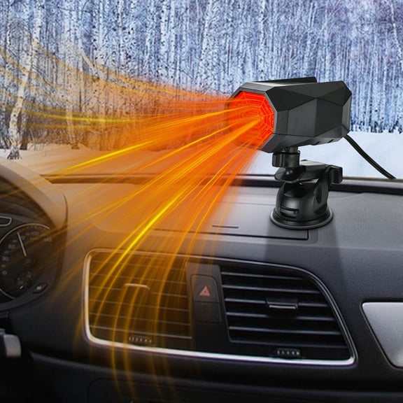 Car Heater & Fan - 2-in-1 Portable Defroster Defogger with Suction Cup - Fast Heating for Winter- Universal Fit for Cars, Trucks, SUVs (Cigarette Lighter Plug-In)