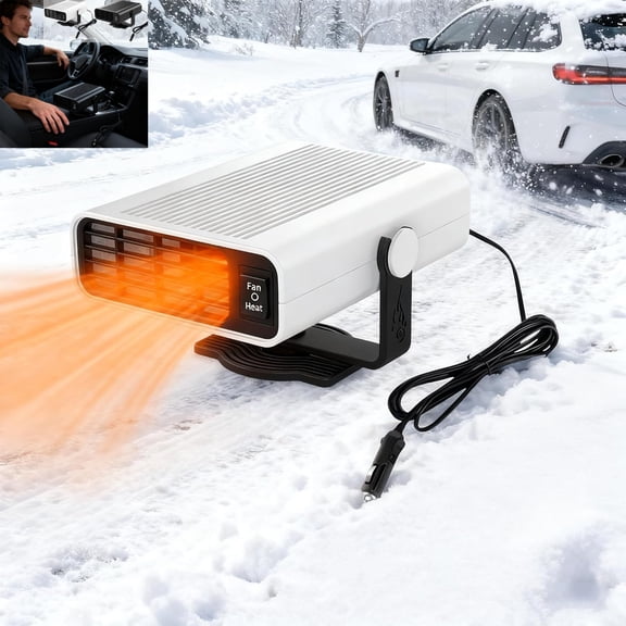 Car Heater,Portable Car Heater,12V 120W Heaters for Cars, 360° Rotation Defroster Defogger for Cars Windshield for SUV, RV, 2 in 1 Portable Fast Heating Window Defrosting and Cooling (White)