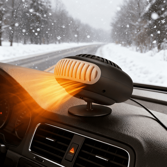 Car Heater, Portable Car Windshield Heater, 12V Plug-in Cigarette Lighter Defroster, 2-in-1 Windshield Heating and Defogging Function System with 360° Rotatable Base for Car Truck, Van, SUV, RV, Boat