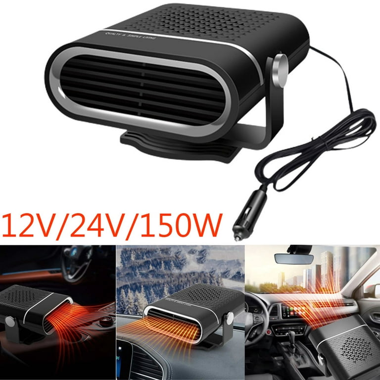 Car Fan Heater,12v 150w Portable Car Heater, 2 In 1 Car Heater Defroster  For Car Windshield, 360 Rotation Fast Heating & Cooling, With 150cm  Cigarette