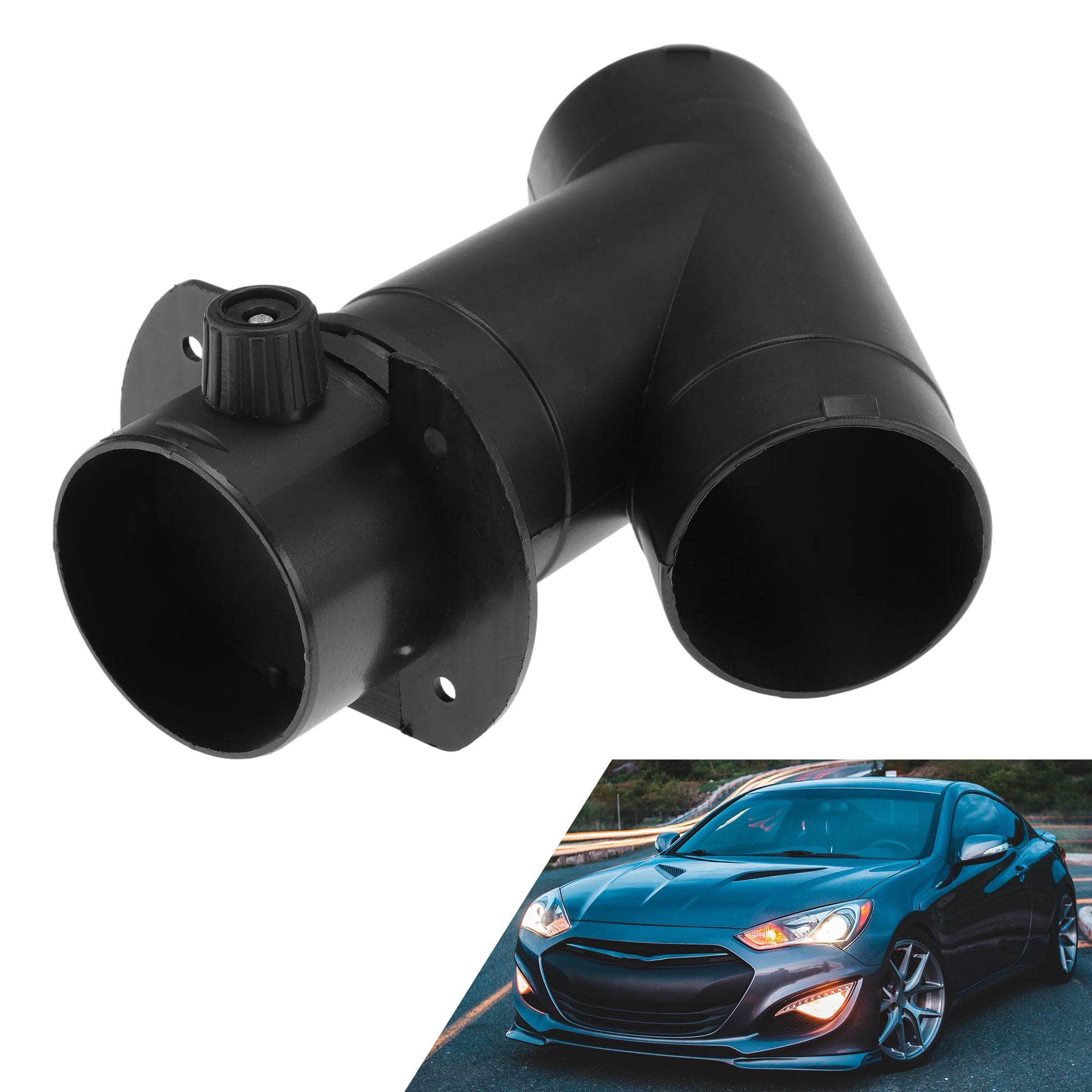 Car Heater Warm Air Ducting Pipe 60 mm Y Shape Outlet Connector Diesel Heater Duct Connector for Parking Caravan Heaters Black Plastic 1 Pcs