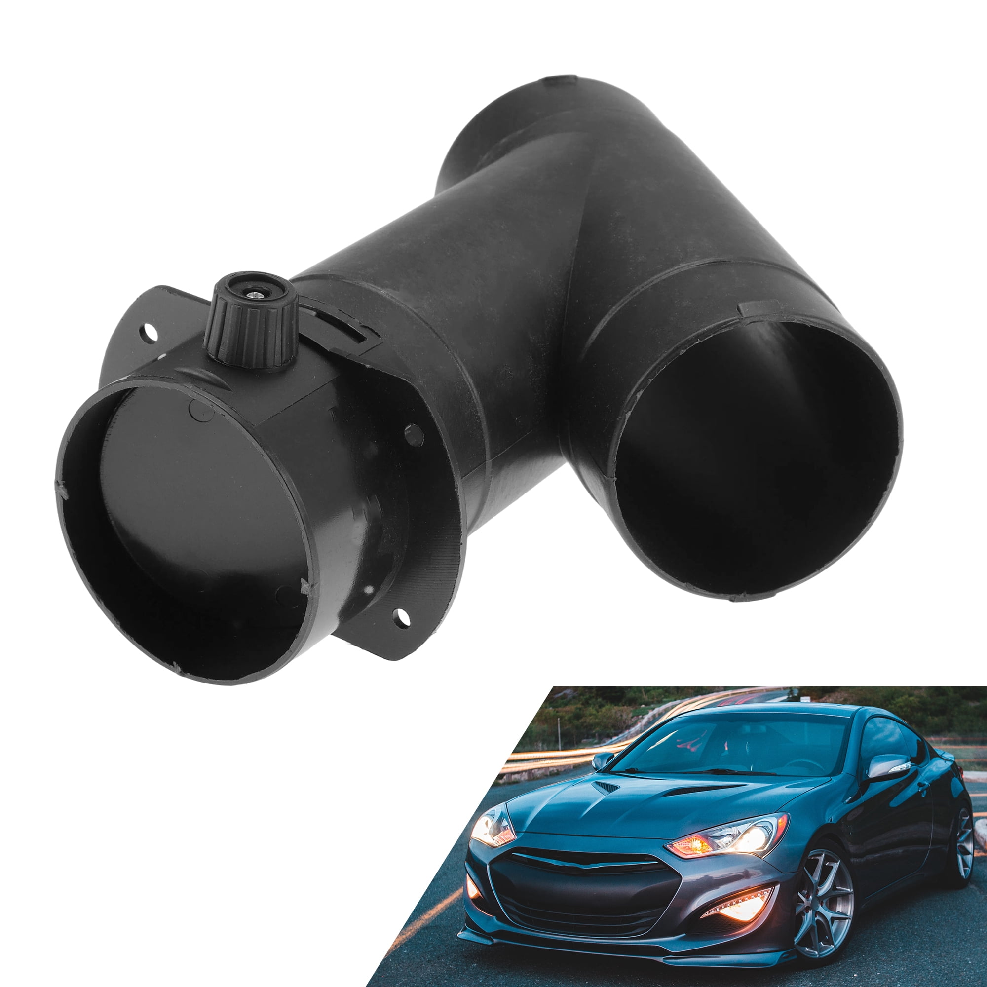 Car Heater Warm Air Ducting Pipe 75 mm Y-Shaped Outlet Connector Diesel Heater Duct Connector for Parking Caravan Heaters Black Plastic 1 Pcs