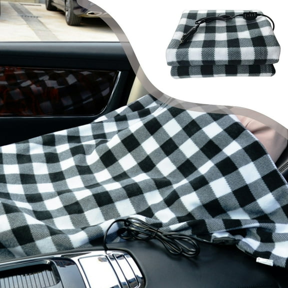 Car Heating Blanket 12V Electric Fleece 58.27x42.52in Constant Temperature Soft Double Sided Detachable Liner Plug into Lighter for Winter Auto Travel Warmth Safety