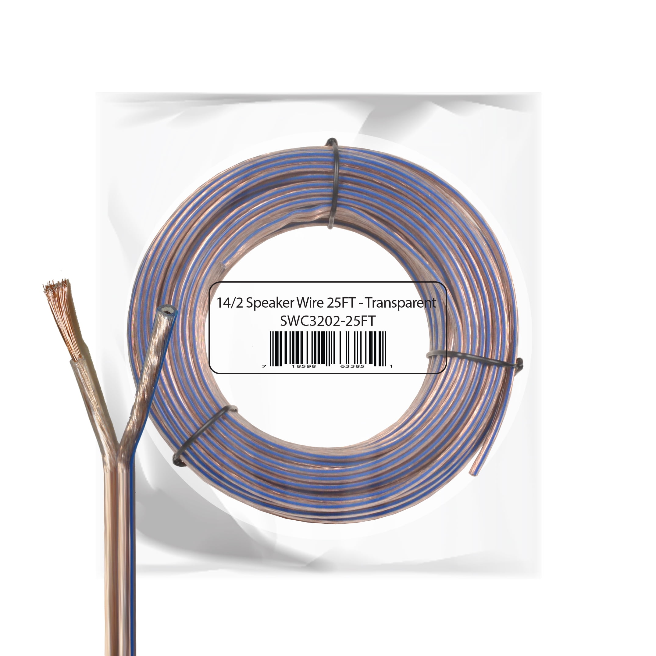 25 ft. 14-Gauge/2 Clear Stranded CU CL3R Speaker Wire