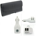 thumbnail image 1 of Car Home Charger & Case Belt Clip for iPhone XS Max 13 Pro Max 12 Pro Max 11 Pro Max ONLY - 2-Port USB 2-in-1 Power Adapter + Leather Holster Cover Loops Combo, 1 of 13