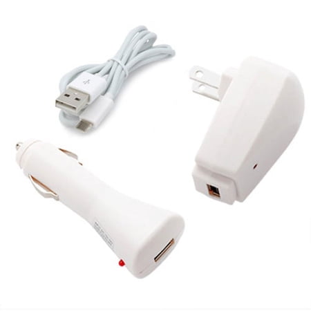 Car Home Charger for iPhone 11/Pro/Max - USB Cable 3ft Power Adapter AC Plug DC Socket Cord 3-in-1 Wire White Compatible With iPhone 11/Pro/Max