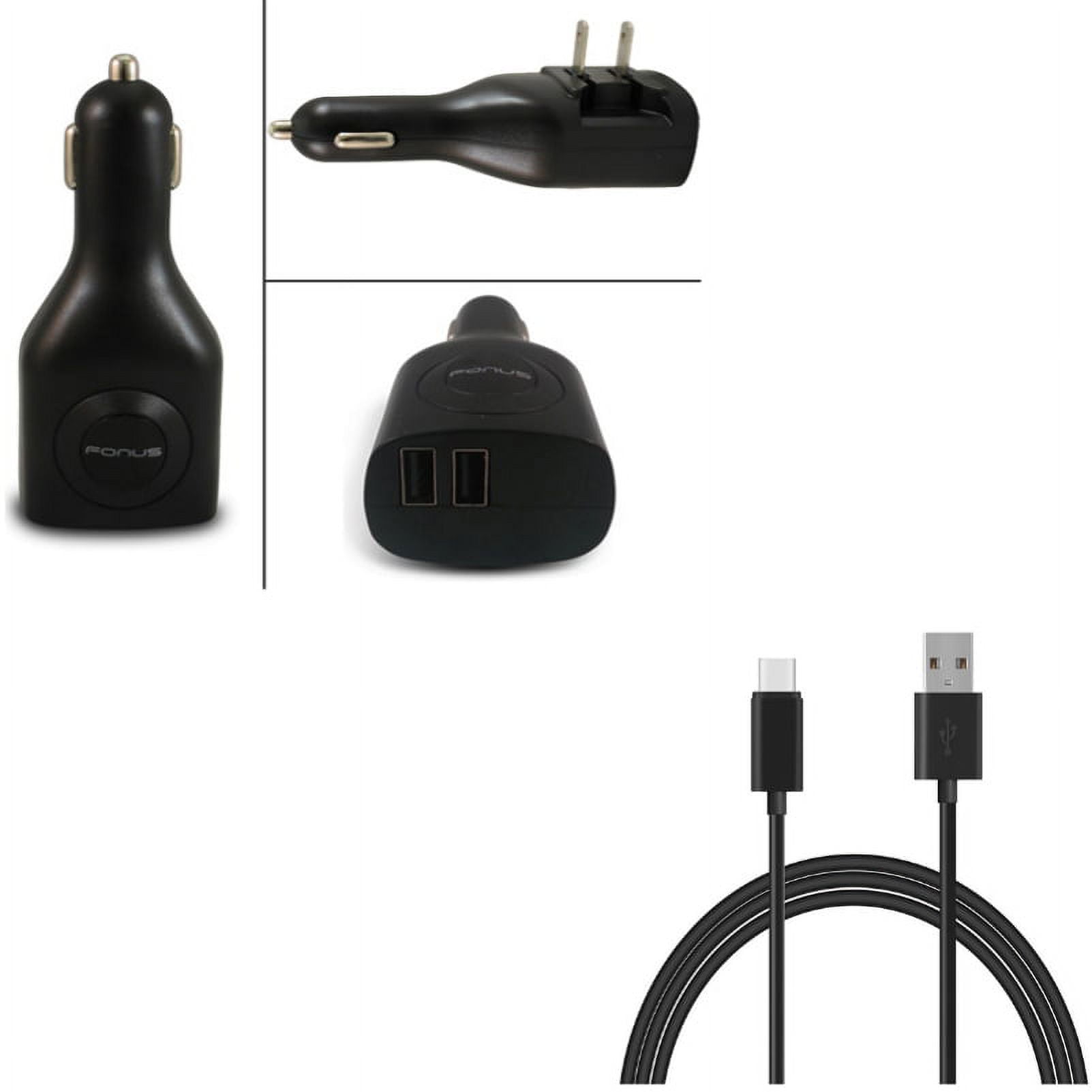 Car Home Charger w 6ft USB-C Cable 2-Port USB 2-in-1 Adapter Cord L2W for Motorola Razr (2020),(2019), Edge (2021) - Nokia G20, XR20, 3.1, G10, 8, 7.1, C2 Tava, C5 Endi, V 5G UW, Plus