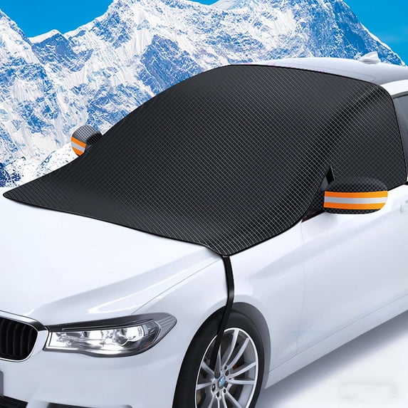 Car Hood Cover, Half Car Cover for Sun Snow Dust Protection, Universal Fit Windshield Hood Protector for All Seasons, Waterproof Car Front Cover
