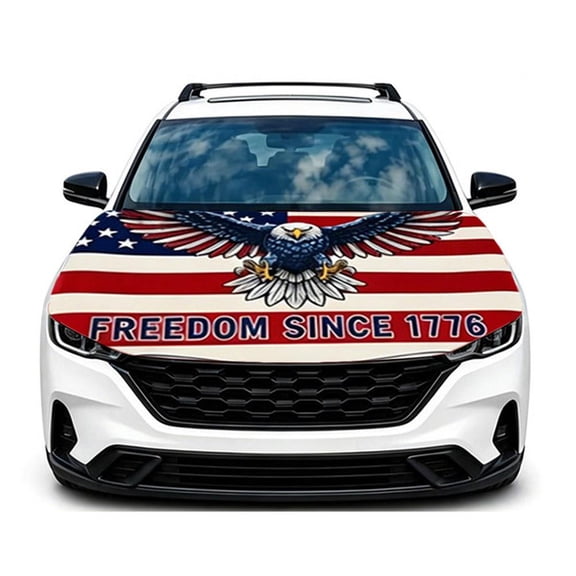 Car Hood Cover, Weatherproof Universal Engine Protector for Trucks, Patriotic Auto Protectionfor 250th Anniversary Independence Day All Season