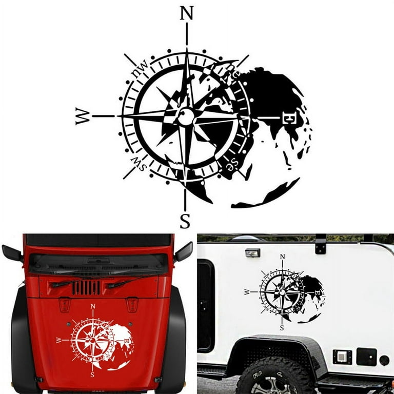 Car Hood Door Sticker Universal Black Compass Graphics Decal For Truck  Camper RV