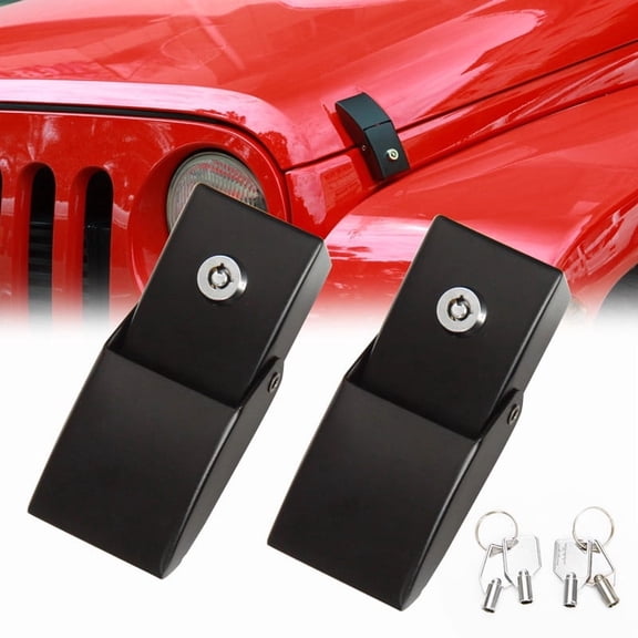 Car Hood Latches Locking Hood Catch Kit Aluminum Alloy Hood Locks Compatible with Jeep 2007-2023 JT
