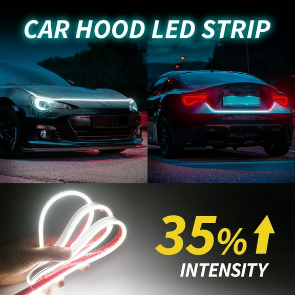 Car Hood Light Strip White 70 Inches Exterior Flexible Daytime LED Running Light for Cars, SUVs, Trucks