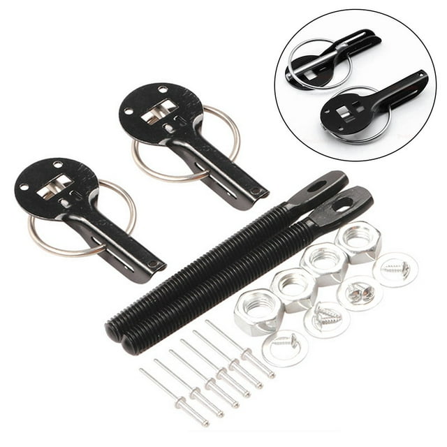 Car Hood Pin Pins Lock Alloy Steel Mount Latch Kit Racing Black