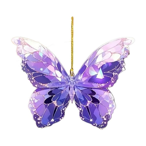 Car Hook Colorful Butterfly Decoration Hanging Pendant Ornament For Vehicle Interior Rearview Mirror Accessories Crystalline Resin Art Design