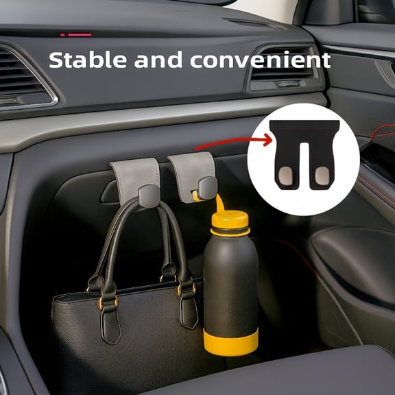 [Car Hook Storage] Car Hook Co-Driver Glove Box Hook Car Front Seat Storage Metal Hook Rollover Fur Inside Car-Co-Flyer [Double Hook]Black