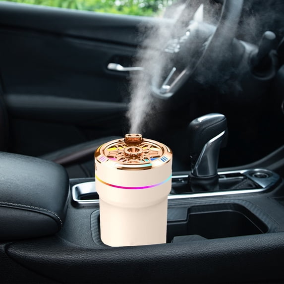 Car Humidifier, Portable Aromatherapy Car Purifier, 300ML USB Type-C Auto Start Stop with Ambient Light Odor Removal, Khaki