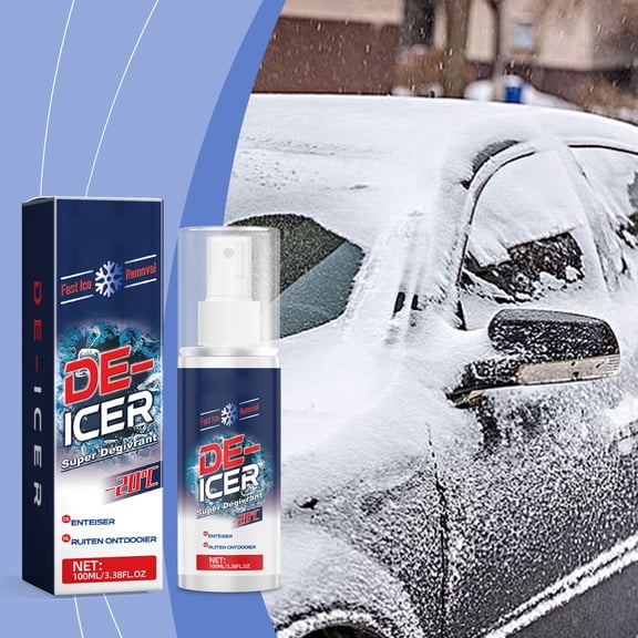 Car Ice Melt Spray 100ml Fast Acting Windshield Deicer Defrosting Agent for Daily Commute