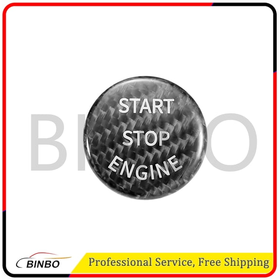 Car Ignition Button Cover Carbon Fiber Black Engine Start Stop Button Cover Trim