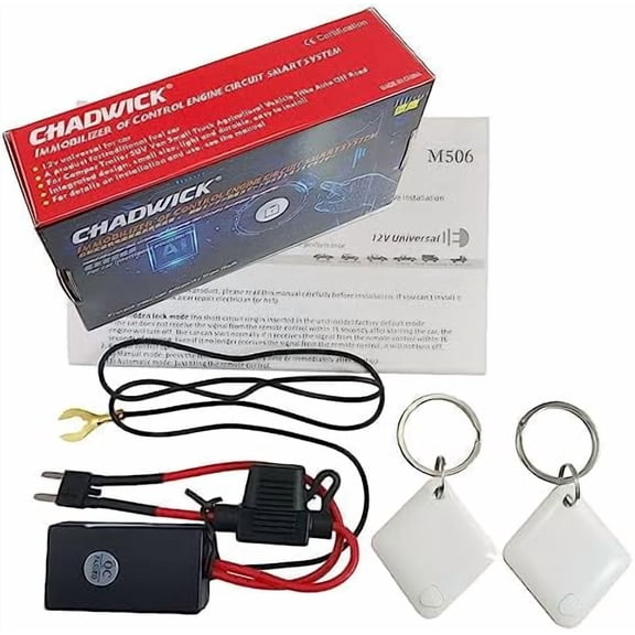 Car Immobilizer Anti-Theft Alarm System, M506 Wireless Engine Lock, Auto Anti-Robbery Device, Intelligent Circuit Cut Off Tool, Universal 12V Car Alarm + 2 Remotes, for Car, Motorcycle