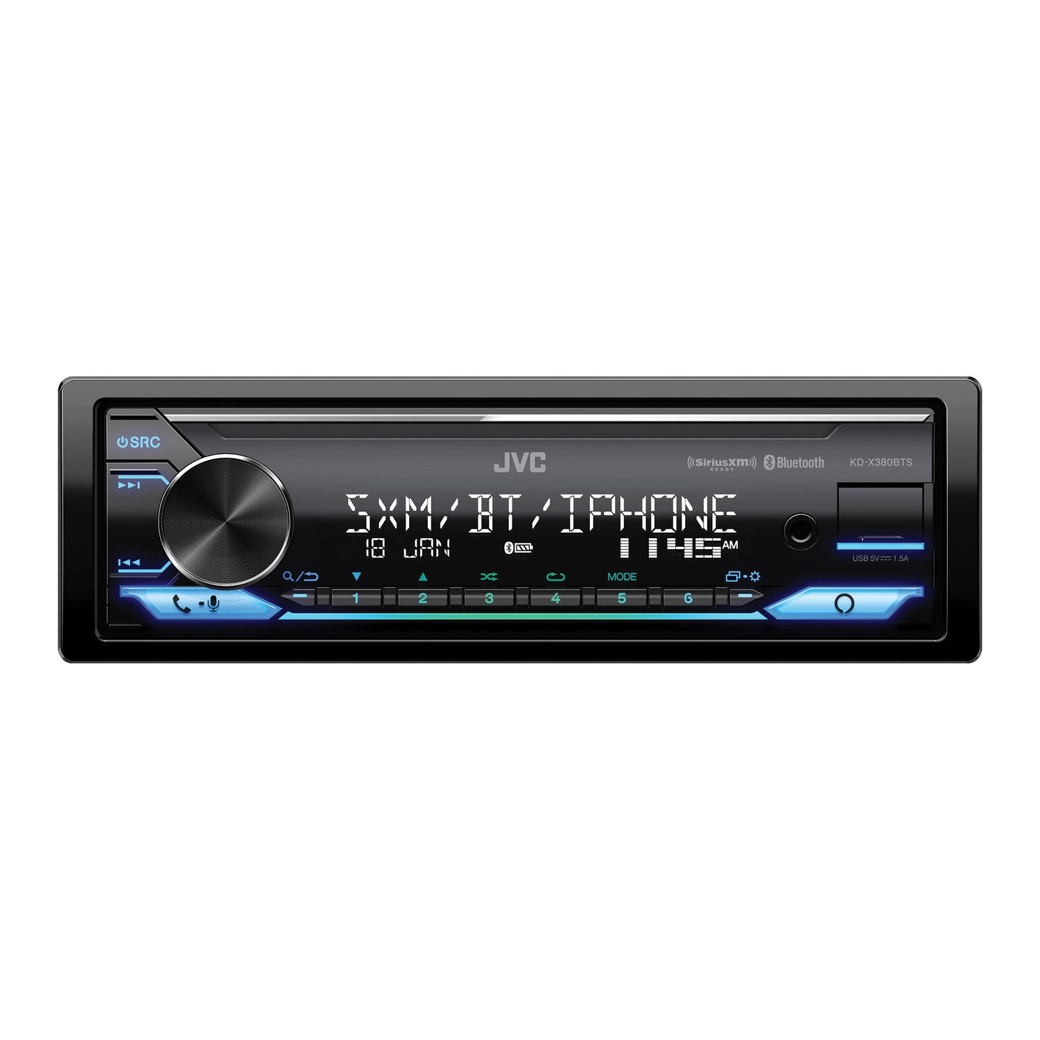 Car In-Dash Unit, Single-DIN Digital Media Receiver with Bluetooth, Alexa Built-in, and SiriusXM Ready