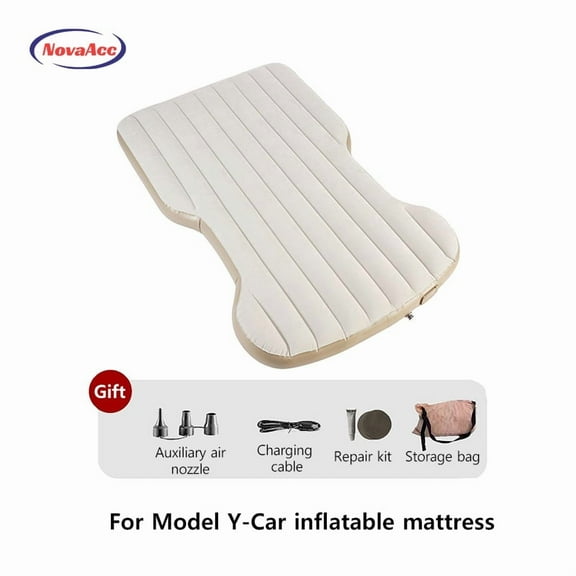 Car Inflatable Mattress For Tesla Model Y Juniper 2021-2025 PVC Flocking Portable Foldable Travel Bed Outdoor Travel Camping Air Mattress