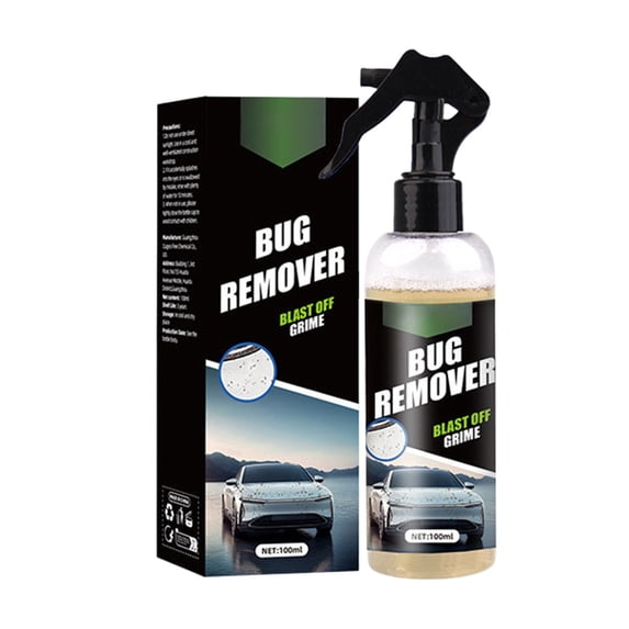 Car Insect Stain Cleaner, 100ml Quick-Acting Bug Splatter, Sap Remover Spray for Paint and Glass, Gentle on All Finishes, No rinses Formula